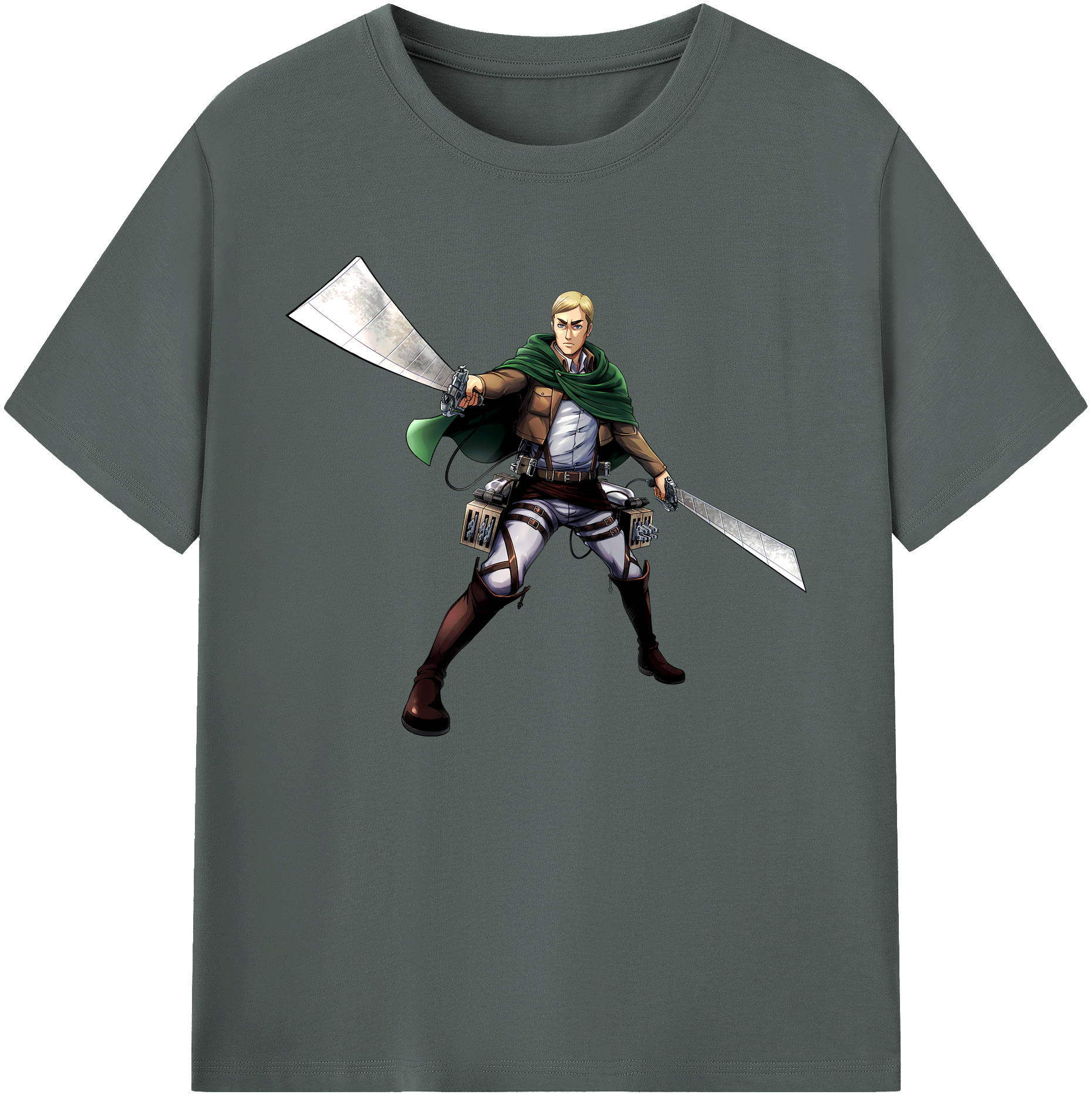 （画像用） 進撃の巨人 エルヴィン・スミス Attack on Titan Erwin Smith 綿100％ メンズ半袖Tシャツ｜肌触りやわらか＆通気性